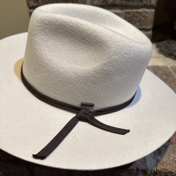 Brixton Cohen Cowboy Hat Mens Size Small (7) Dove 100% Felt Leather - Picture 4 of 16